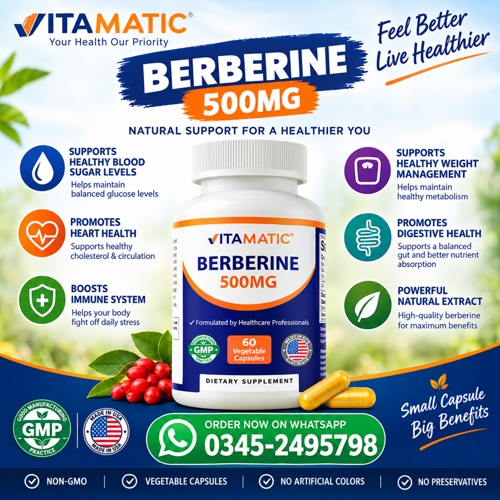 Vitamatic Berberine 500 Mg Capsules Price In Pakistan
