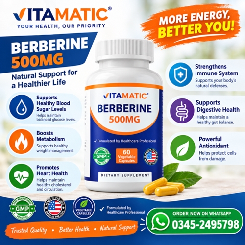 Vitamatic Berberine 500mg Vegetable Capsules Price In Pakistan Vitamatic Berberine 500mg Vegetable Capsules Price In Pakistan
